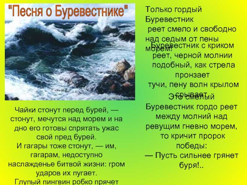 Анализ произведения песня о буревестнике горького сочинение