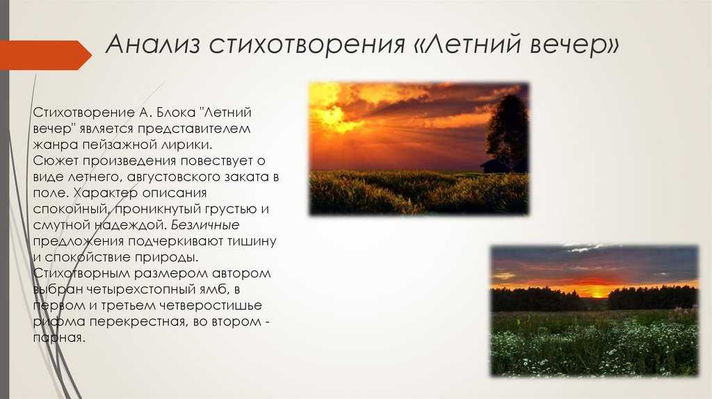 Анализ стихотворения «летний вечер» (ф. и. тютчев)