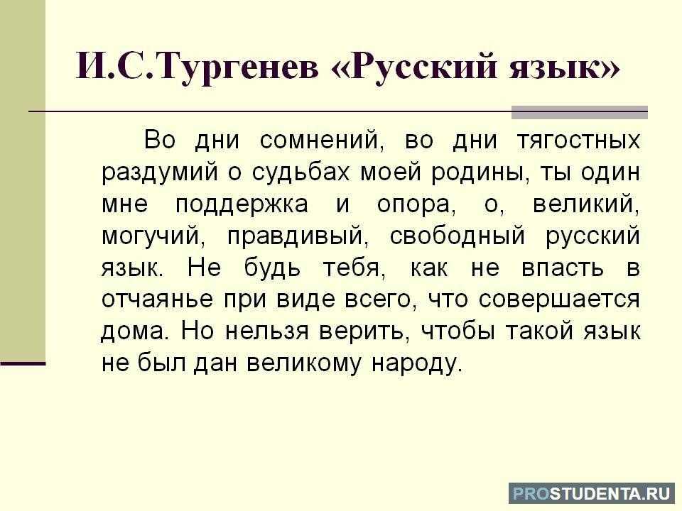 Русский язык - анализ, история создания, основная мысль