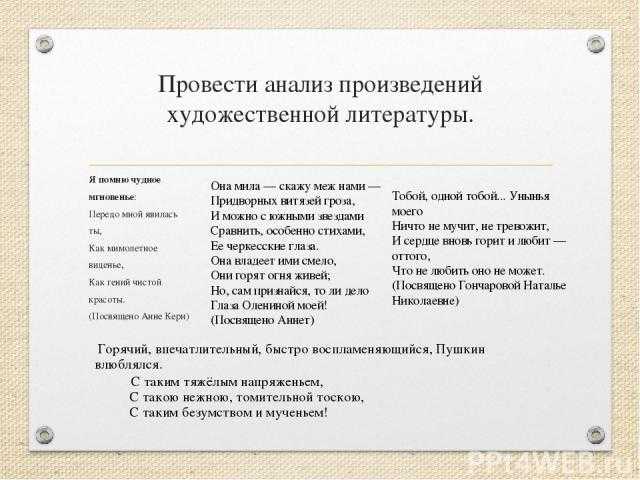 Анализ стихотворения «я помню чудное мгновенье…» (а.с. пушкин)