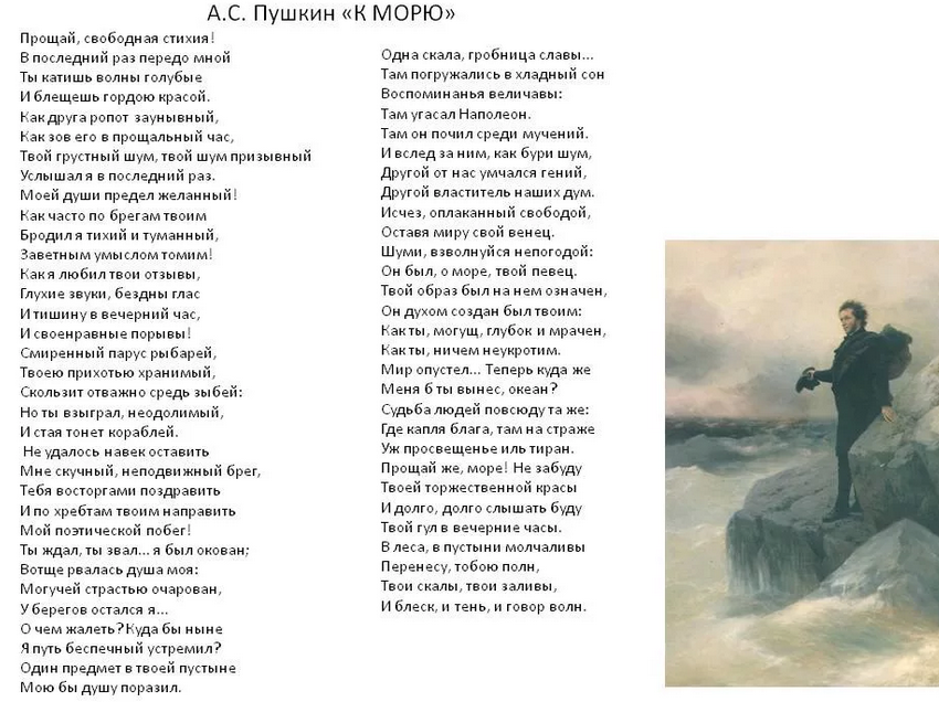Пушкин море стихотворение. К морю Пушкин стихотворение. Меня б ты вынес океан