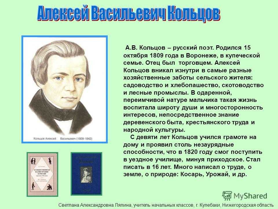 Алексей васильевич кольцов1809-1842