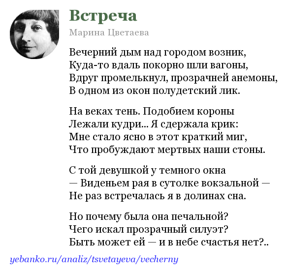 Анализ стихотворения ошибка цветаевой