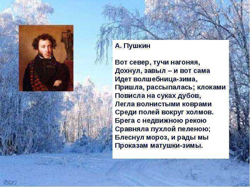 Стихи о зиме пушкина а. с. «волшебница-зима», «зимнее утро», «зимняя дорога», «зимы ждала, ждала природа», «зима. что делать нам в деревне? я встречаю»