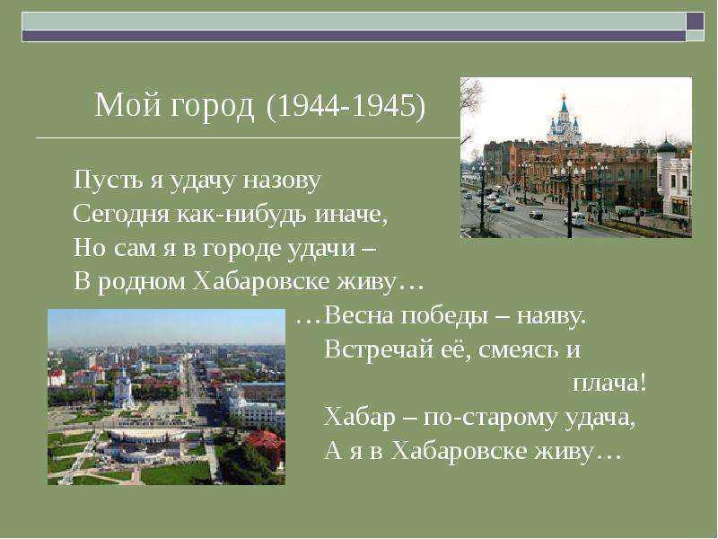 Мой любимый город хабаровск  доклад, проект