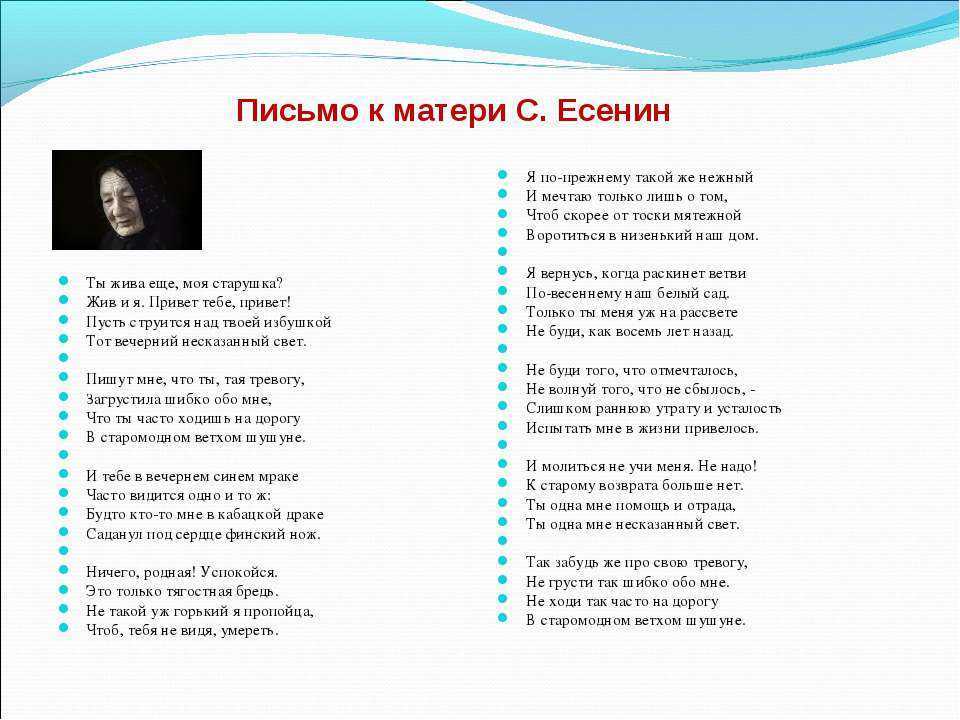 Есенин с.а. - письмо от матери