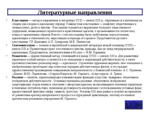 Основные виды литературы