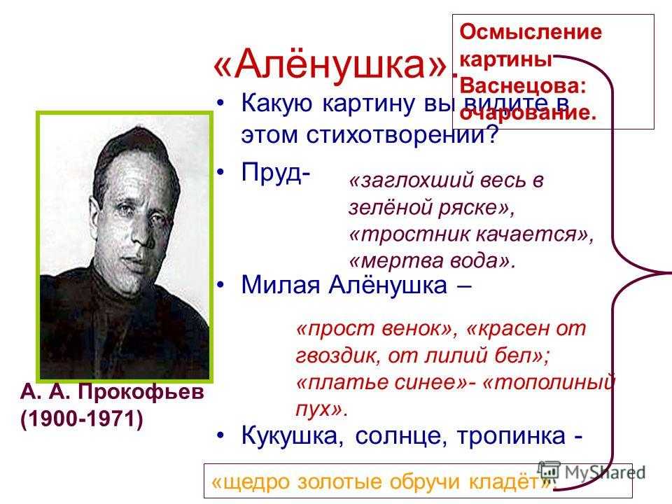 Анализ стихотворения "аленушка" (а. а. прокофьев): история создания и особенности поэтического языка