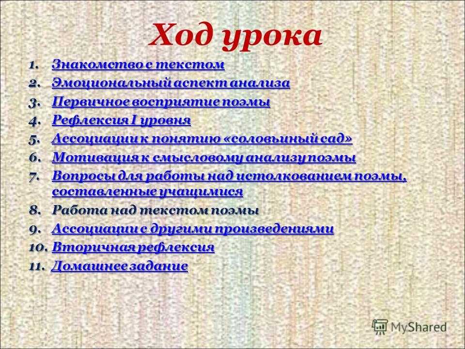 Содержание блока. План поэмы Соловьиный сад. Аспекты анализа произведения. Соловьиный сад анализ поэмы. Анализ поэмы 