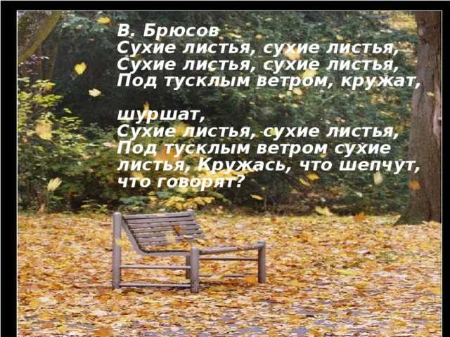 Презентация на тему урок литературного чтения
в.я. брюсов "сухие листья
и.токмакова опустел