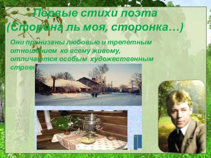 «край любимый», анализ стихотворения есенина. анализ стихотворения сторона ль моя сторонка есенина