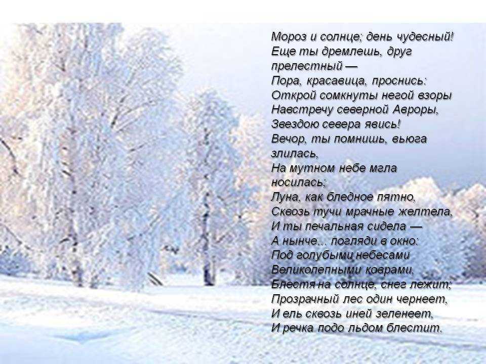 Стихотворение «какая ночь! мороз трескучий» пушкин – читать полностью онлайн или скачать текст