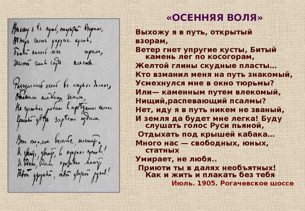 Анализ стихотворения а. а. блока «осенняя воля»