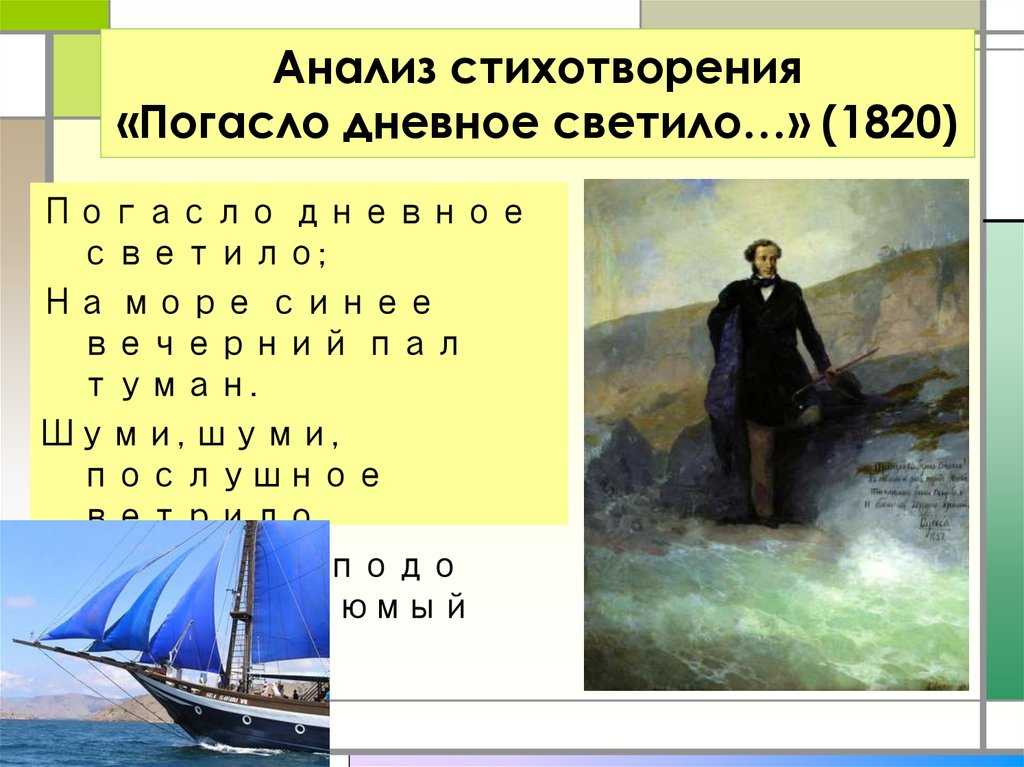 «погасло дневное светило» анализ стихотворения пушкина по плану кратко – история создания, образы, тема