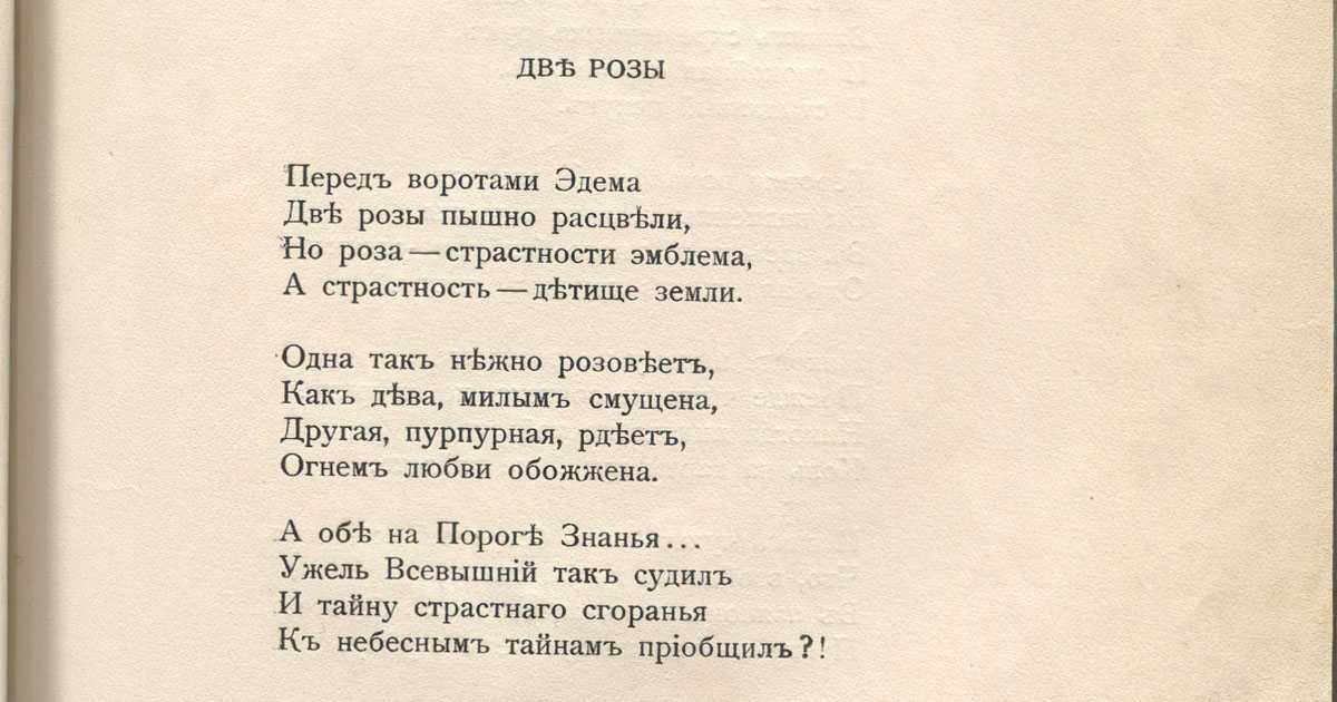 «две розы» анализ стихотворения гумилева