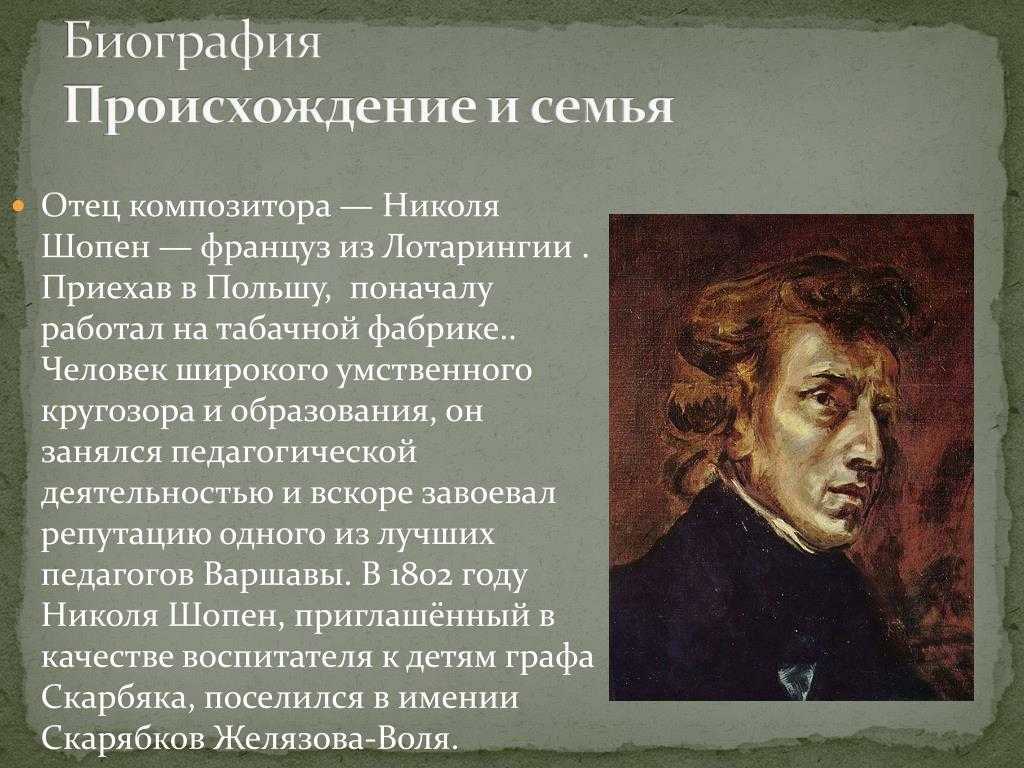 Краткая биография фредерика шопена