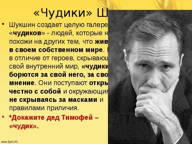 Рассказ в. шукшина «чудик» сквозь призму критики ю. селезнёва0